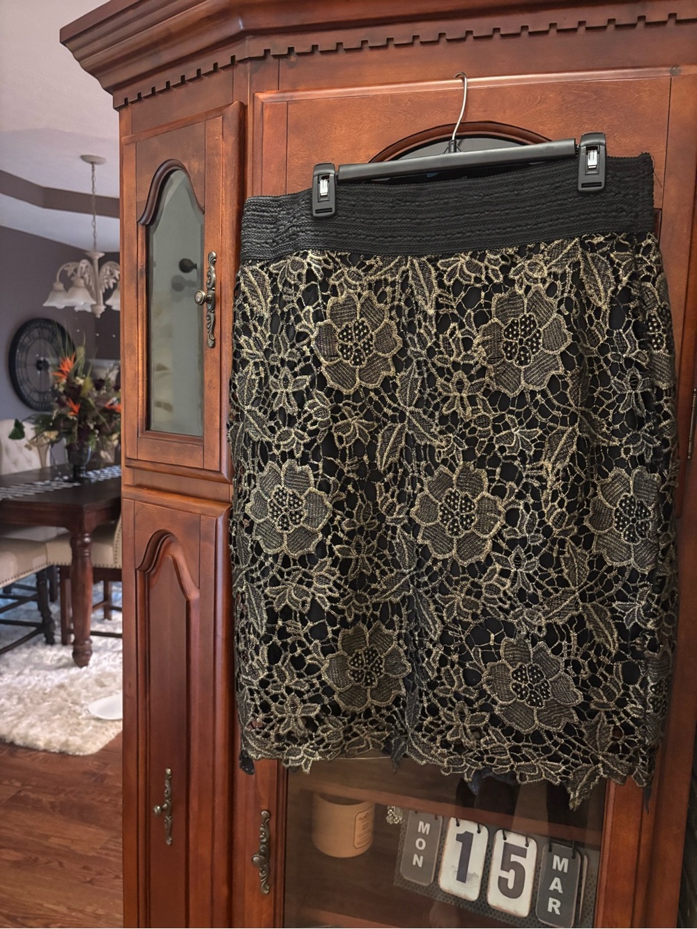 Copper Lace Midi Pencil Kirt